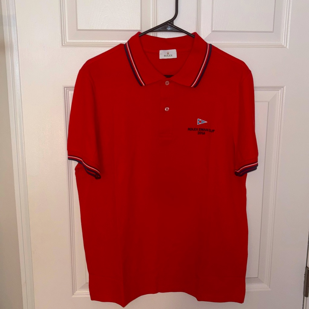 Rolex Swan Cup 2016 Mens Red Polo Sz 22 P2p 28 Length Prob Large